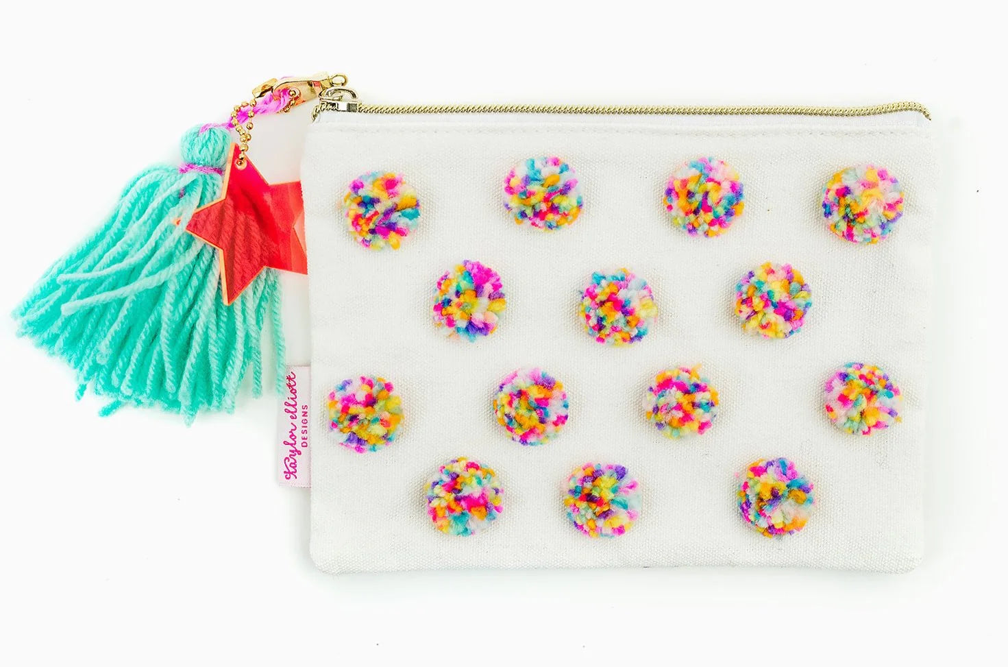 MULTI-COLORED POM POM POUCH