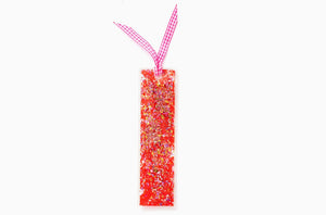 RED + PINK CONFETTI BOOKMARK