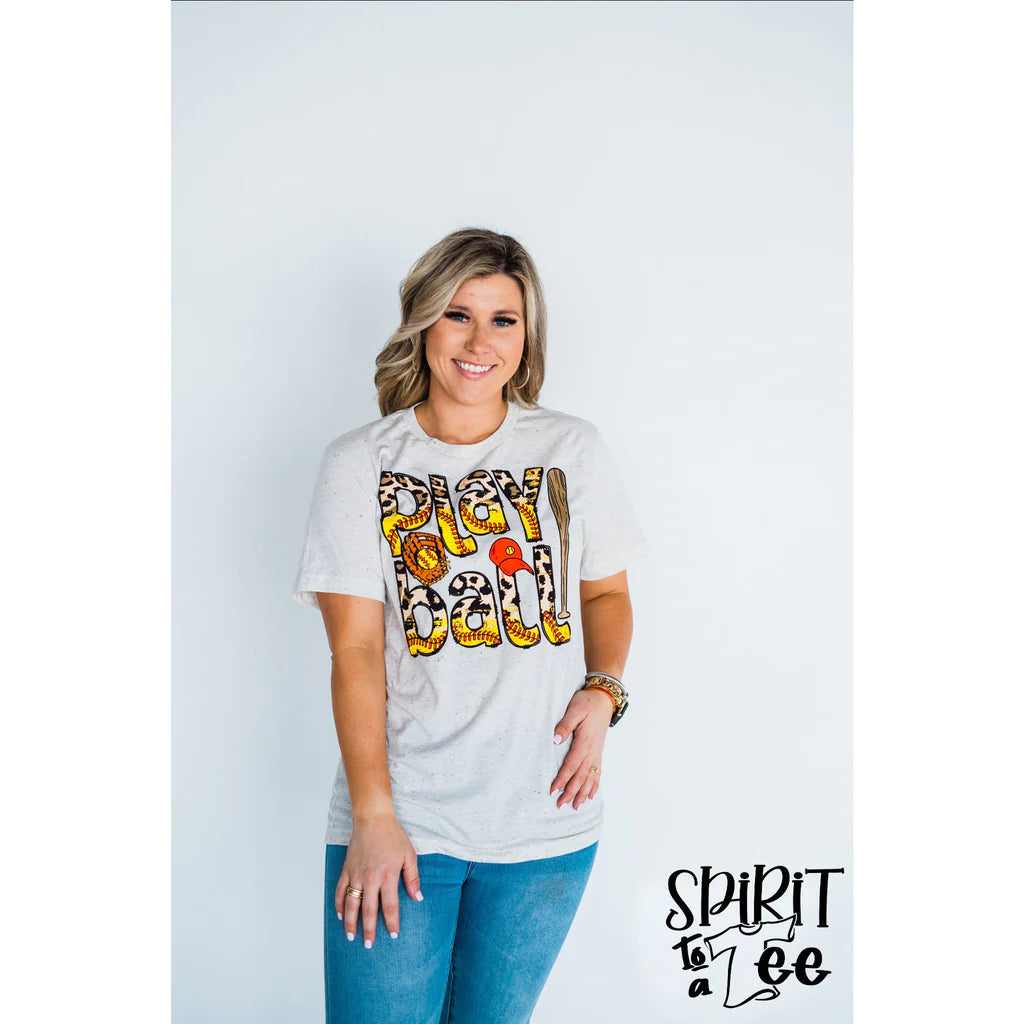 PLAY BALL ANIMAL PRINT SOFTBALL TEE