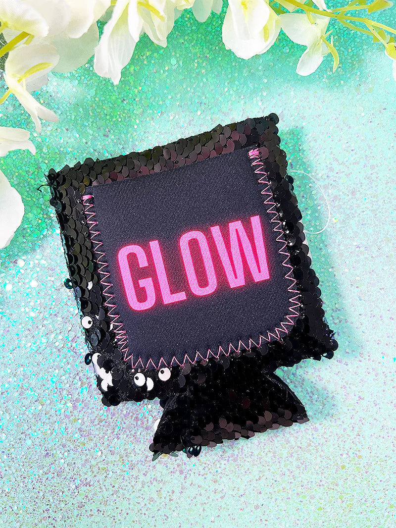 GLOW BLACK SEQUIN CAN COOLER