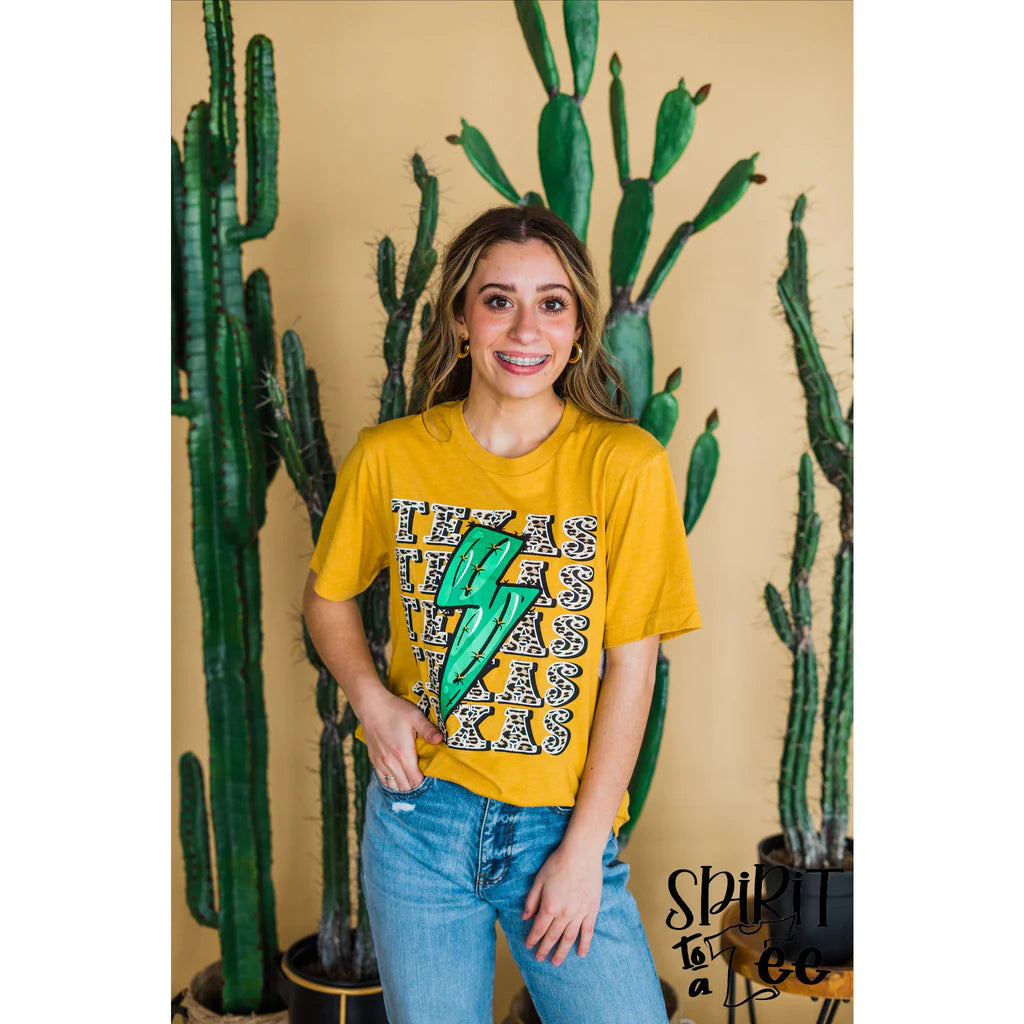 Texas Repeat Cactus Lightning Bolt Tee