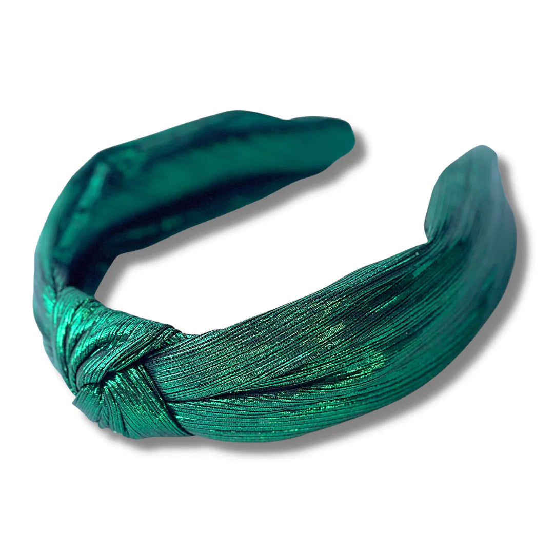 BRIANNA CANNON GREEN METALLIC KNOTTED HEADBAND