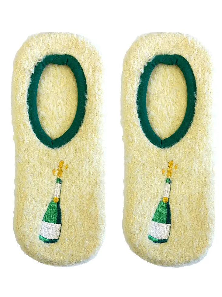 FUZZY CHAMPAGNE SLIPPER SOCKS