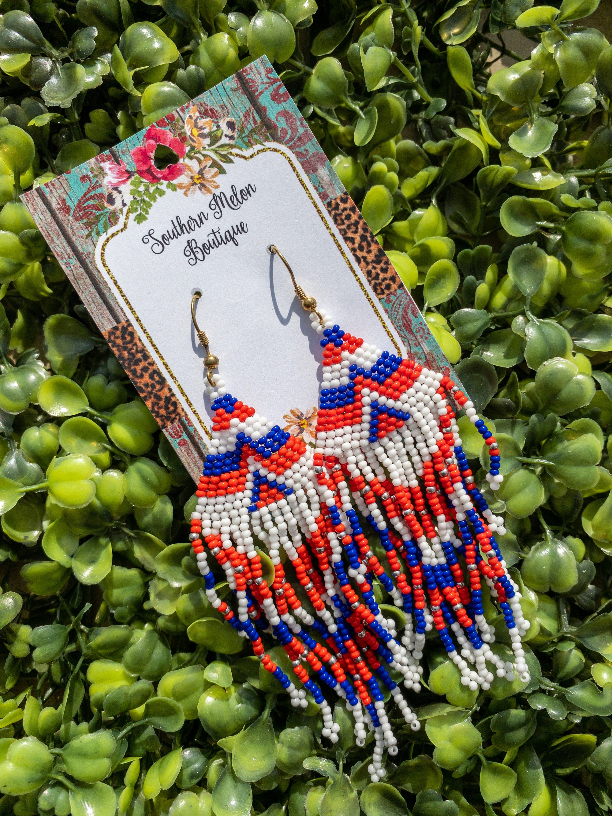 USA BEADED HOOK EARRINGS