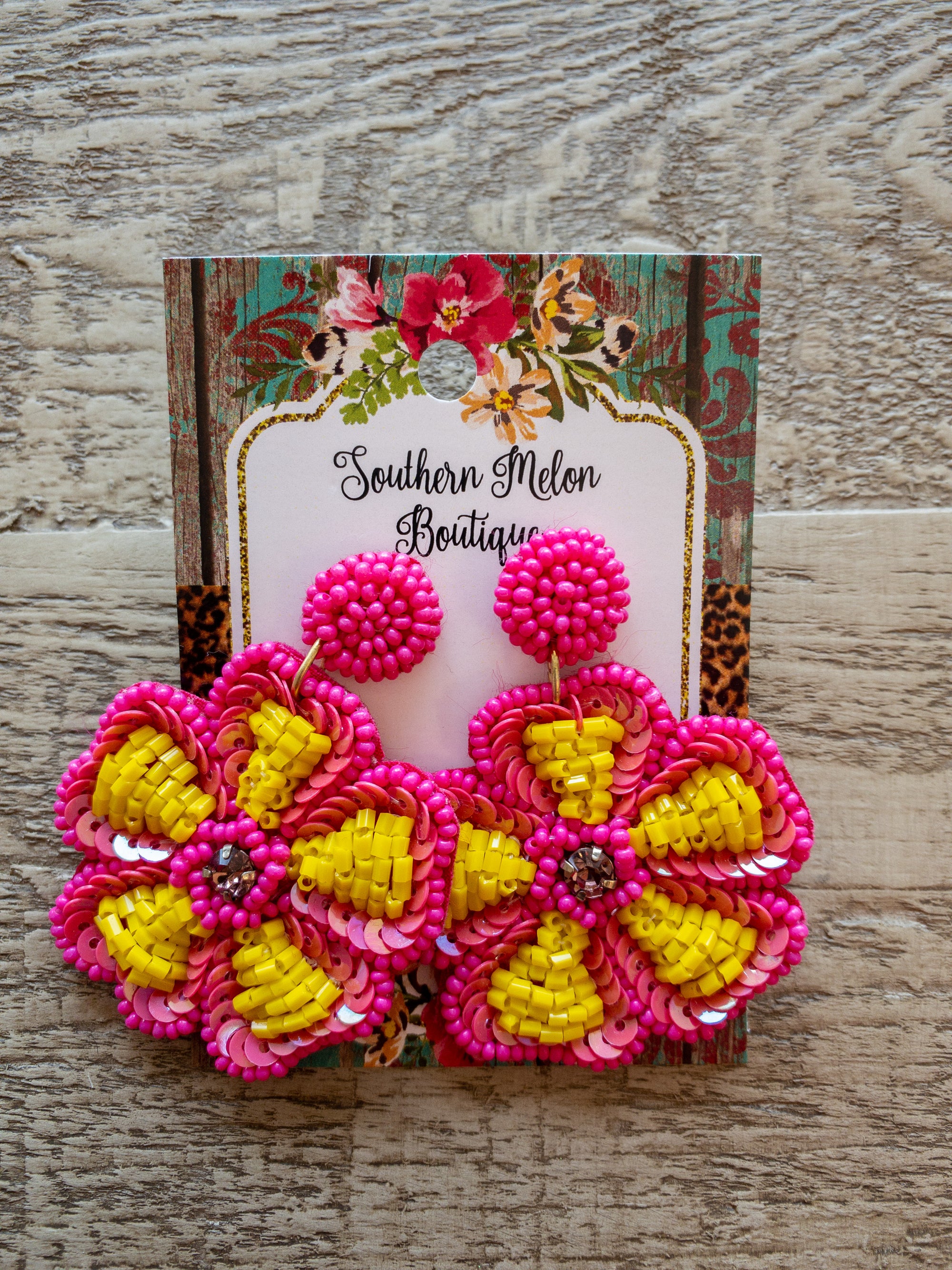 NEON FLOWER POST EARRINGS