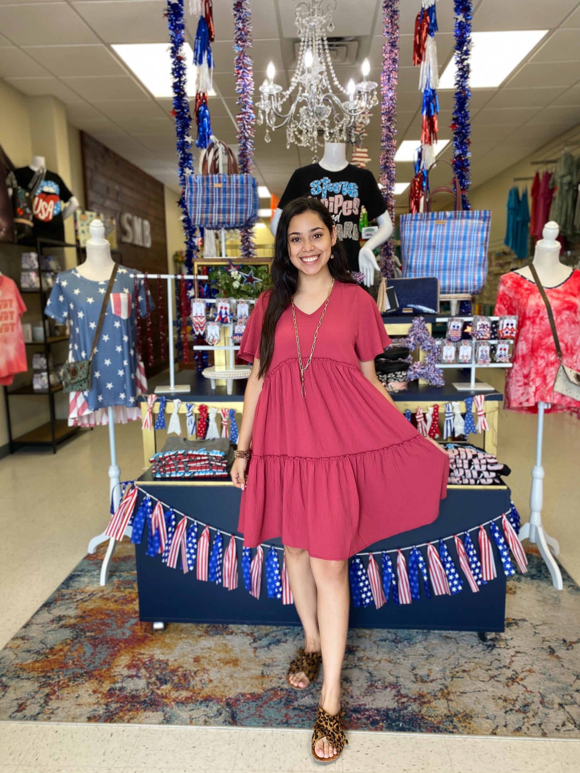 CRIMSON BABY DOLL DRESS