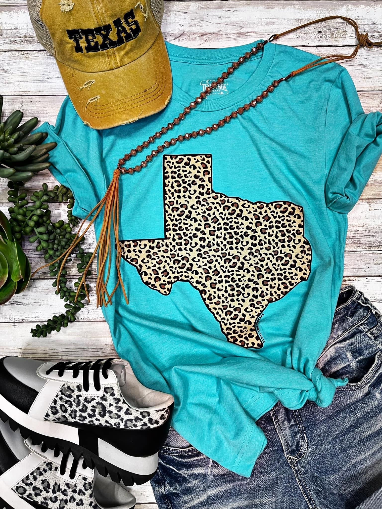 LEOPARD SEA GREEN TEXAS TEE