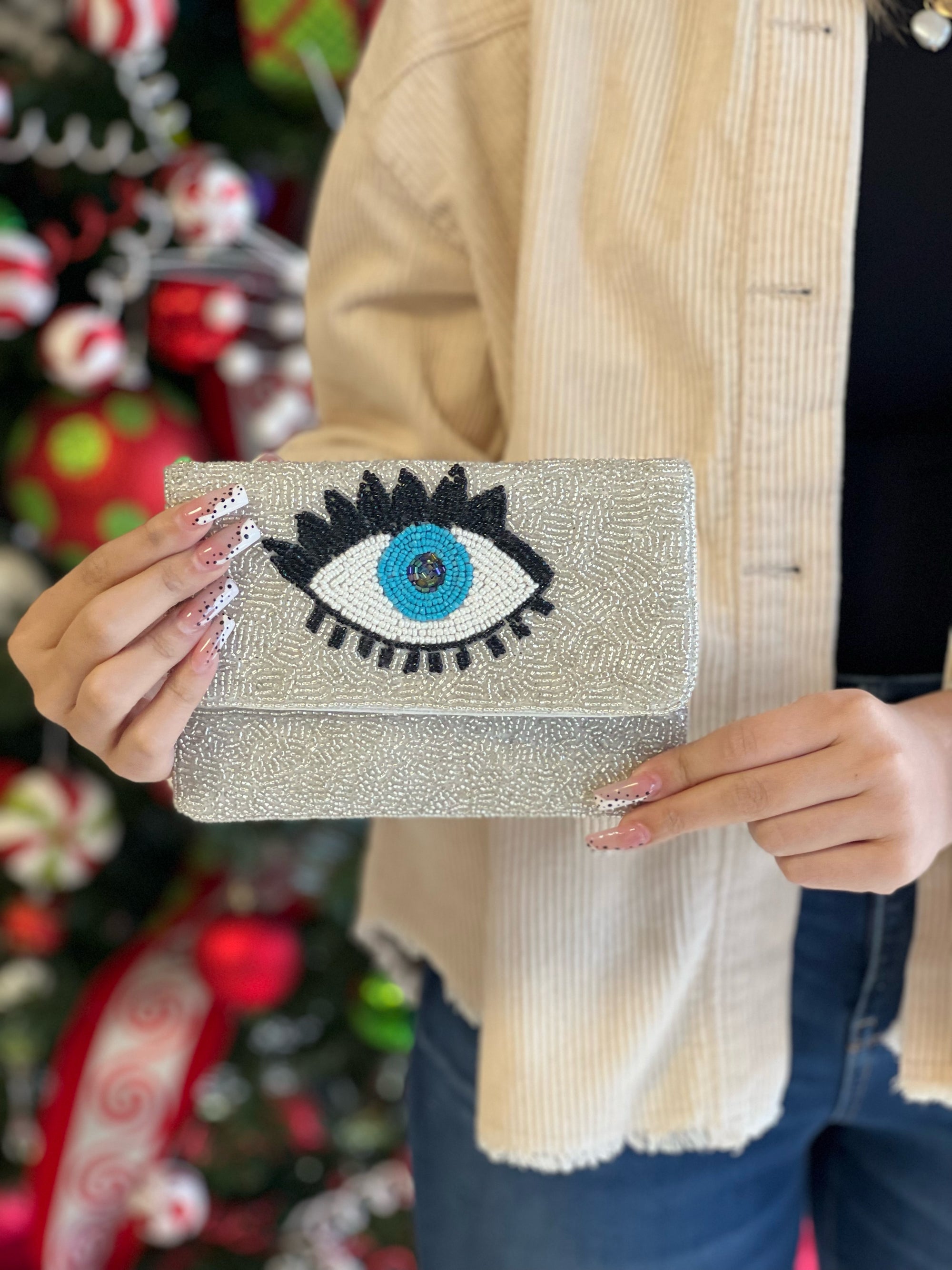 EVIL EYE SILVER MINI CLUTCH