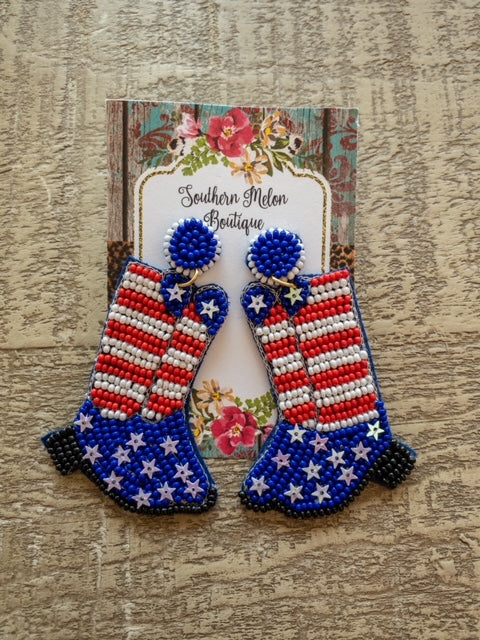 PATRIOTIC COWBOY BOOTS EARRINGS