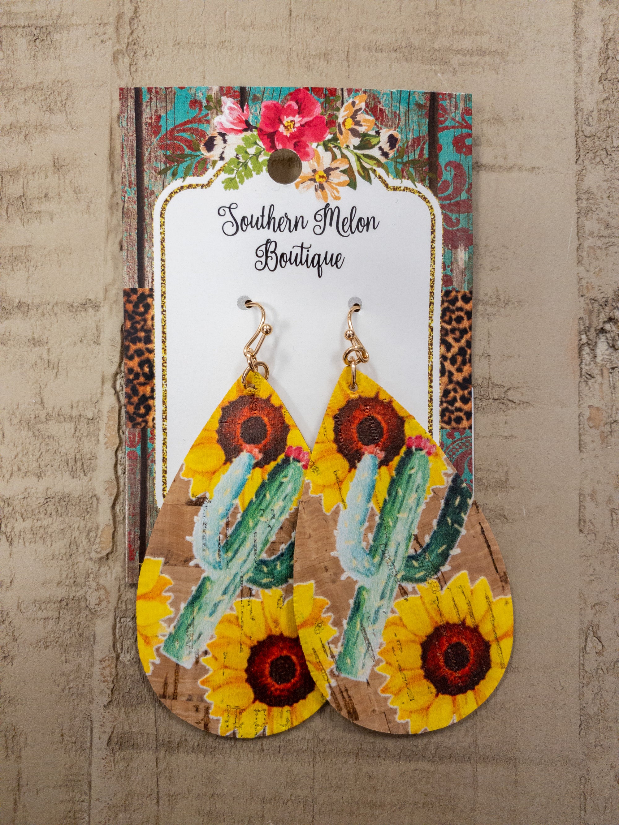 SUNFLOWER CACTUS TEAR DROP DANGLE.