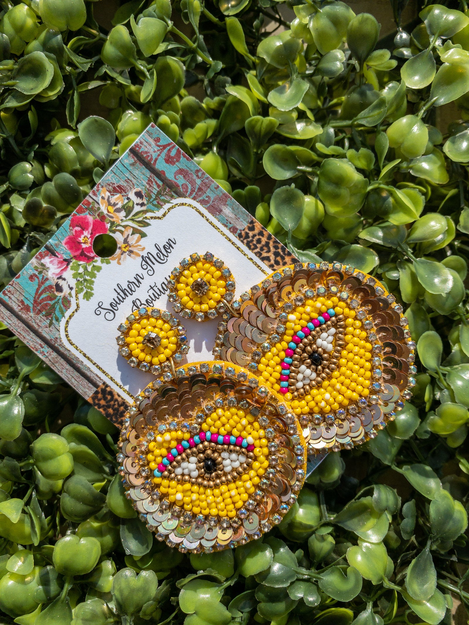 YELLOW EVIL EYE EARRINGS