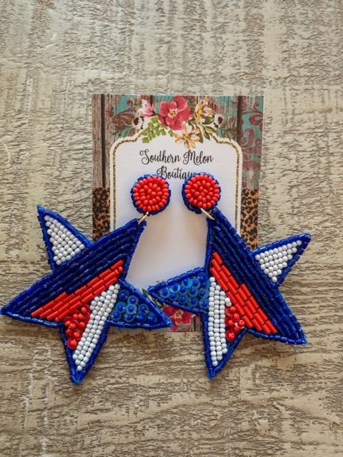 SEQUINS PATRIOTIC STAR EARRING