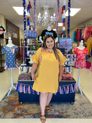 Yellow Embroidery Dress