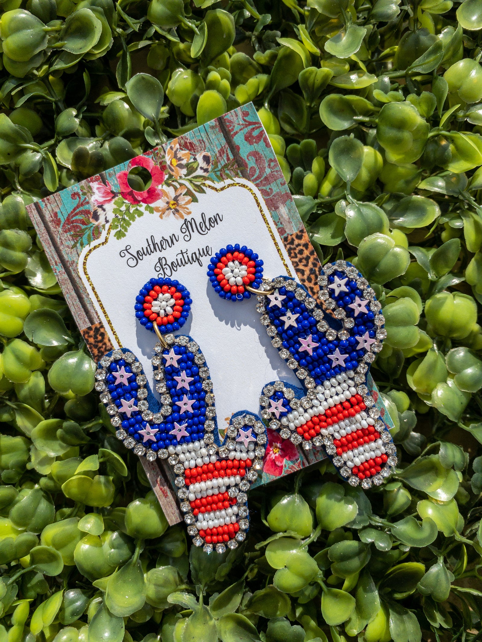 USA BLING CACTUS POST EARRINGS