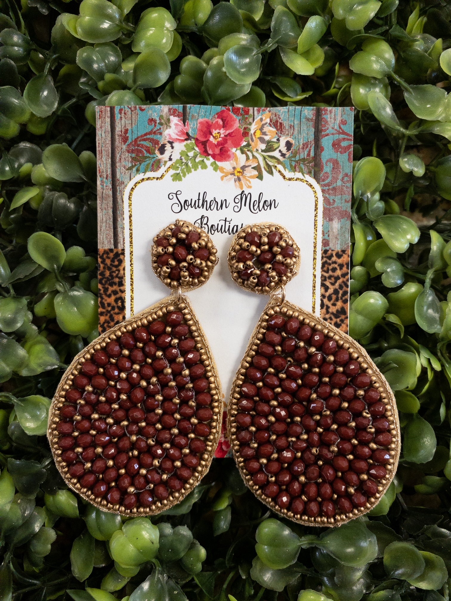 MAROON POST EARRINGS