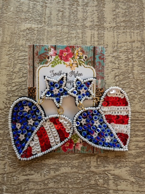 PATRIOTIC HEART EARRINGS