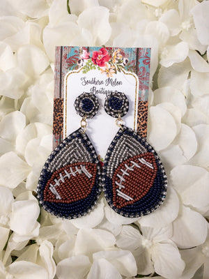 BEADED FOOTBALL TEARDROP EARRING