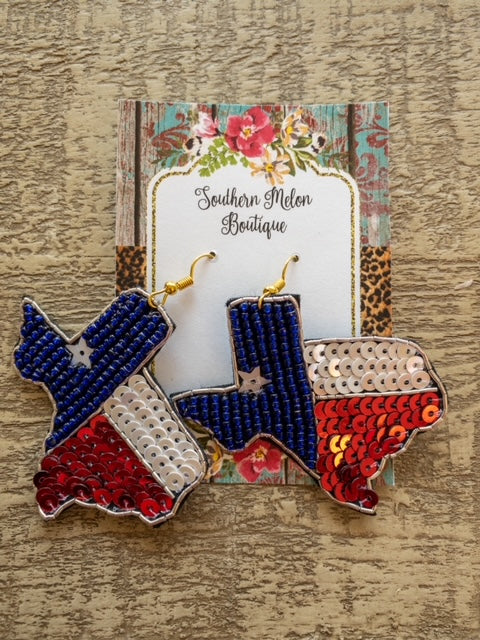 PATRIOTIC TEXAS EARRINGS