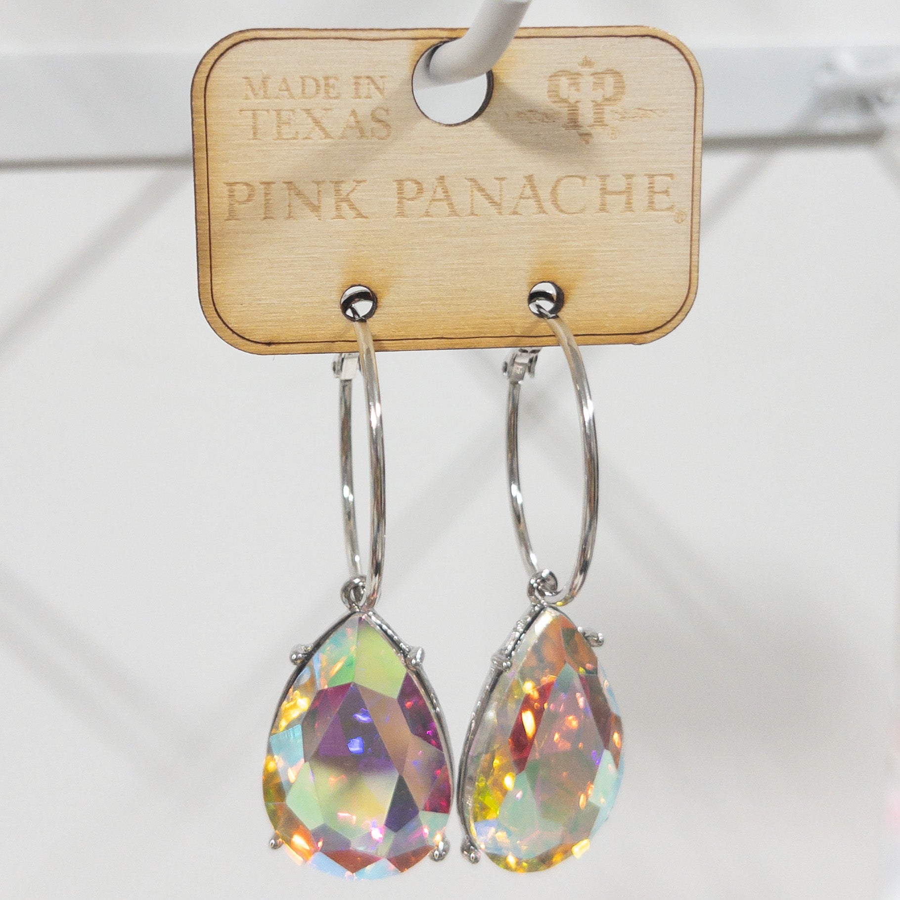 LG IRIDESCENT GEM HOOPS PINK PANACHE