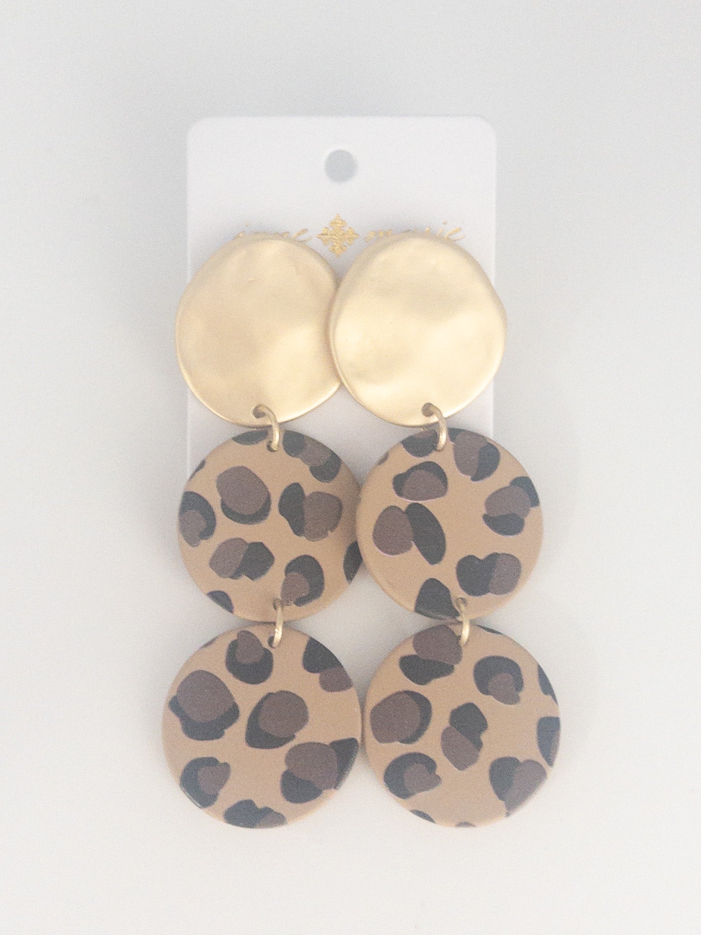 GOLD POST TRIPLE LEOPARD DANGLES JANE MARIE