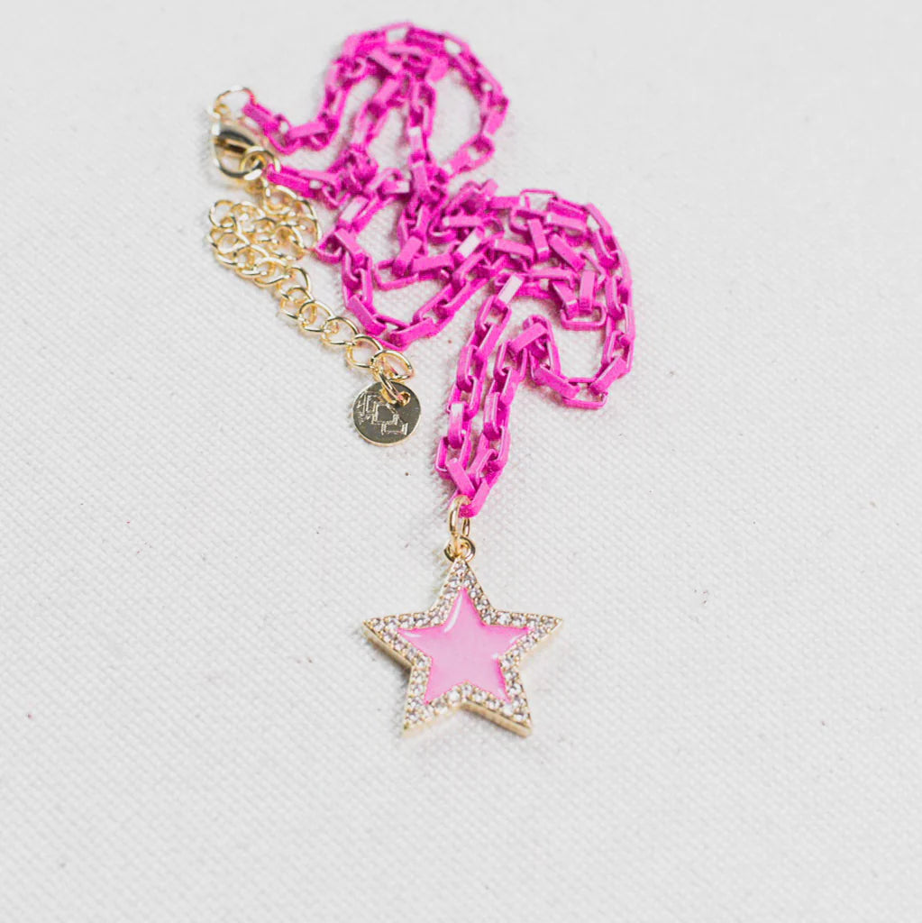 Star pink crystal NECKLACE TREASURE JEWELS