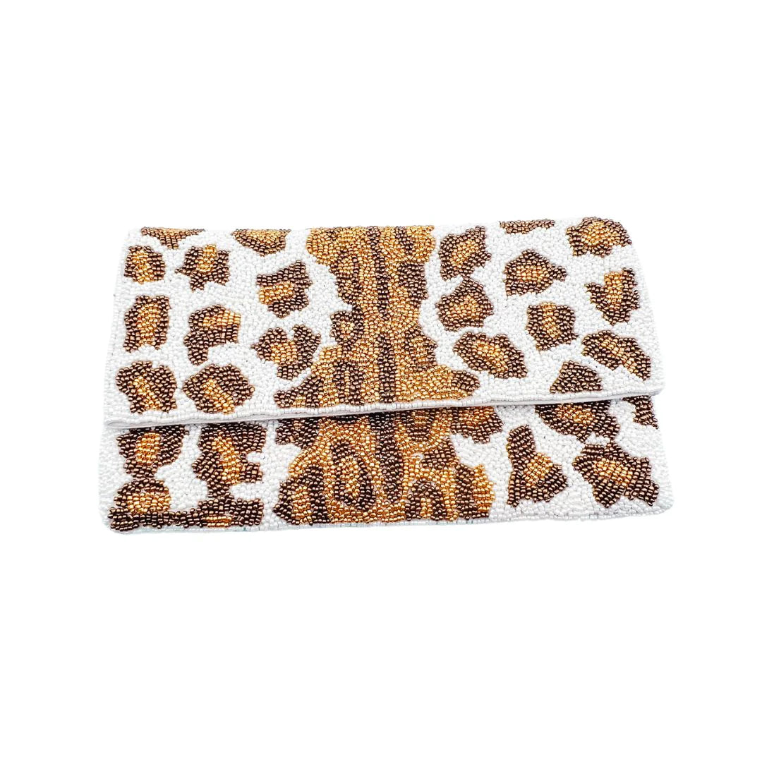 WHITE LEOPARD CLUTCH TREASURE JEWELS