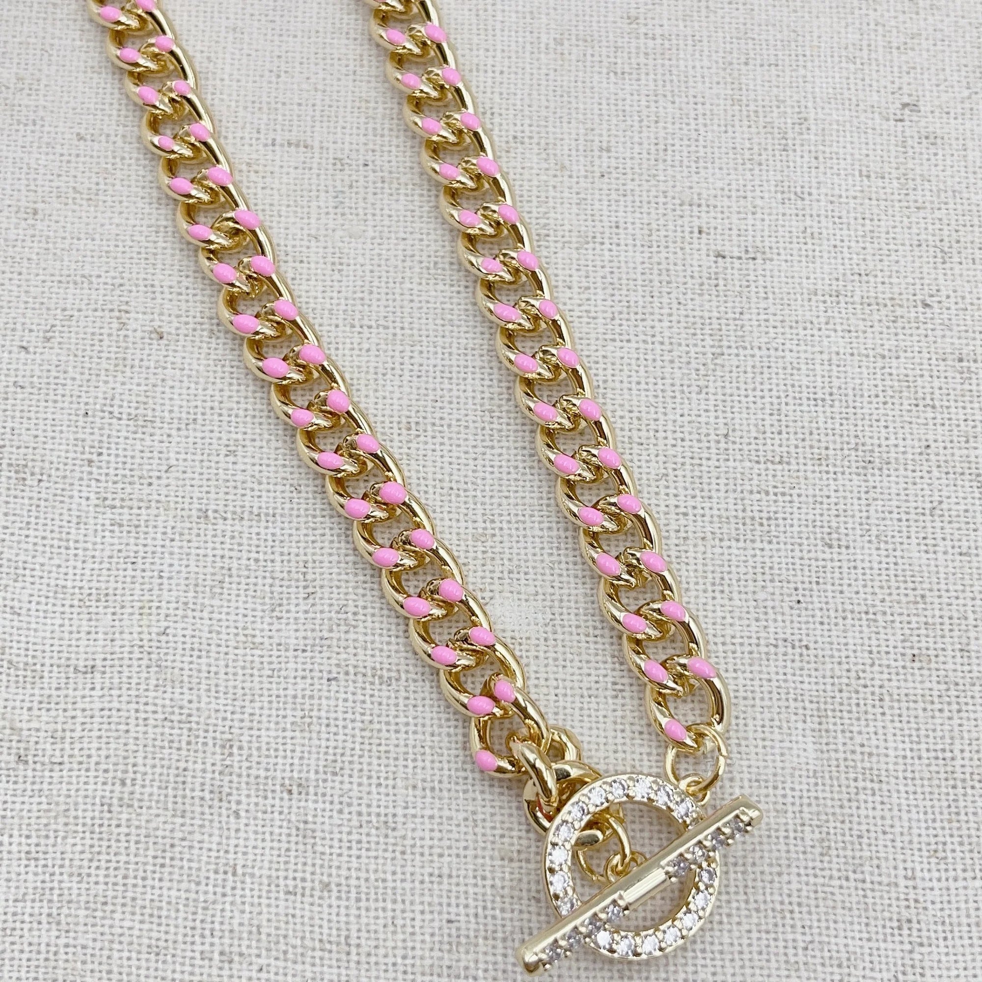 PINK CHUNKY CHAIN NECKLACE TREASURE JEWELS