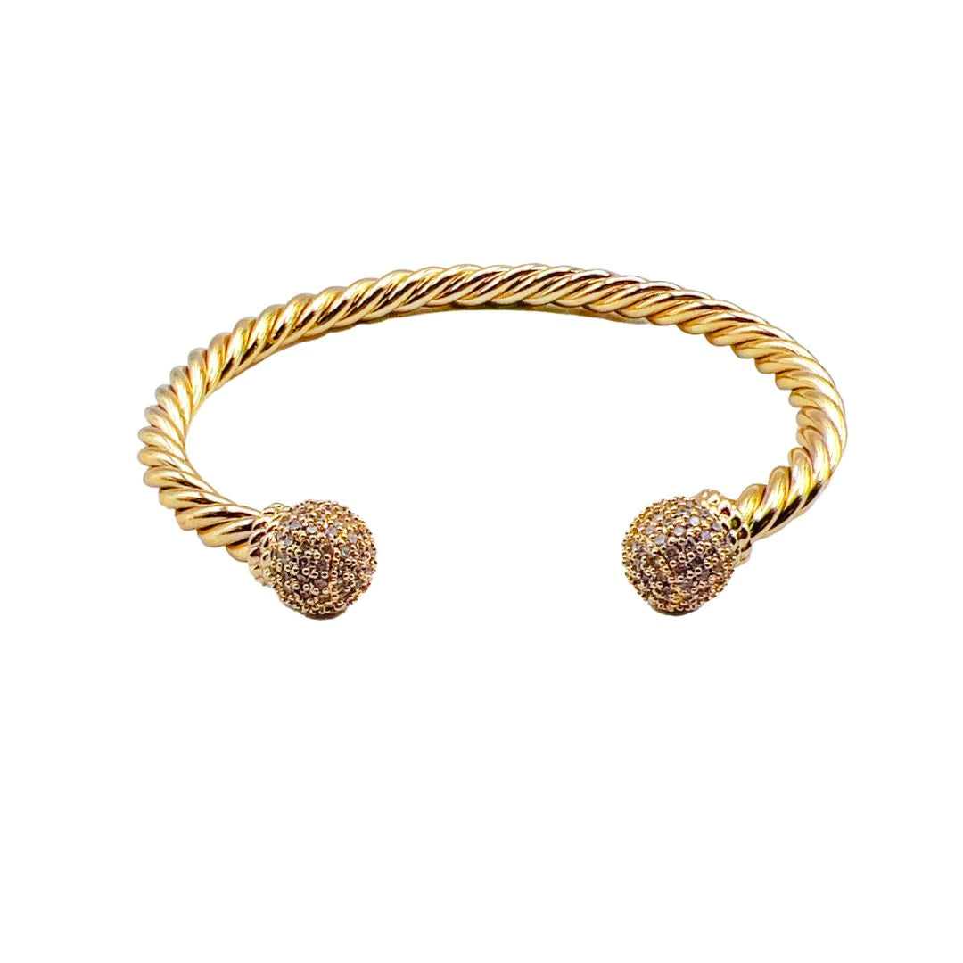 GOLD ROPE CRYSTAL BANGLE TREASURE JEWELS