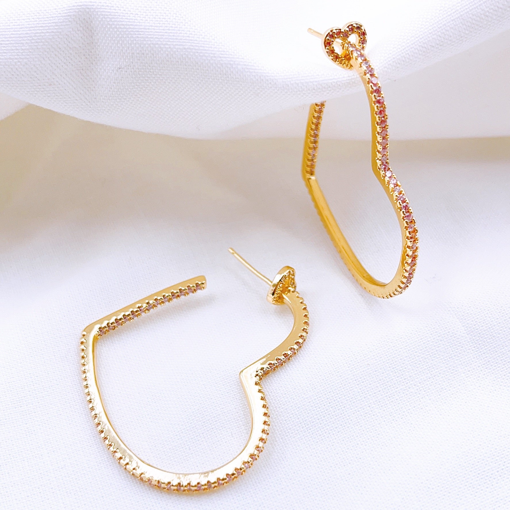 Double heart pink hoop TREASURE JEWELS