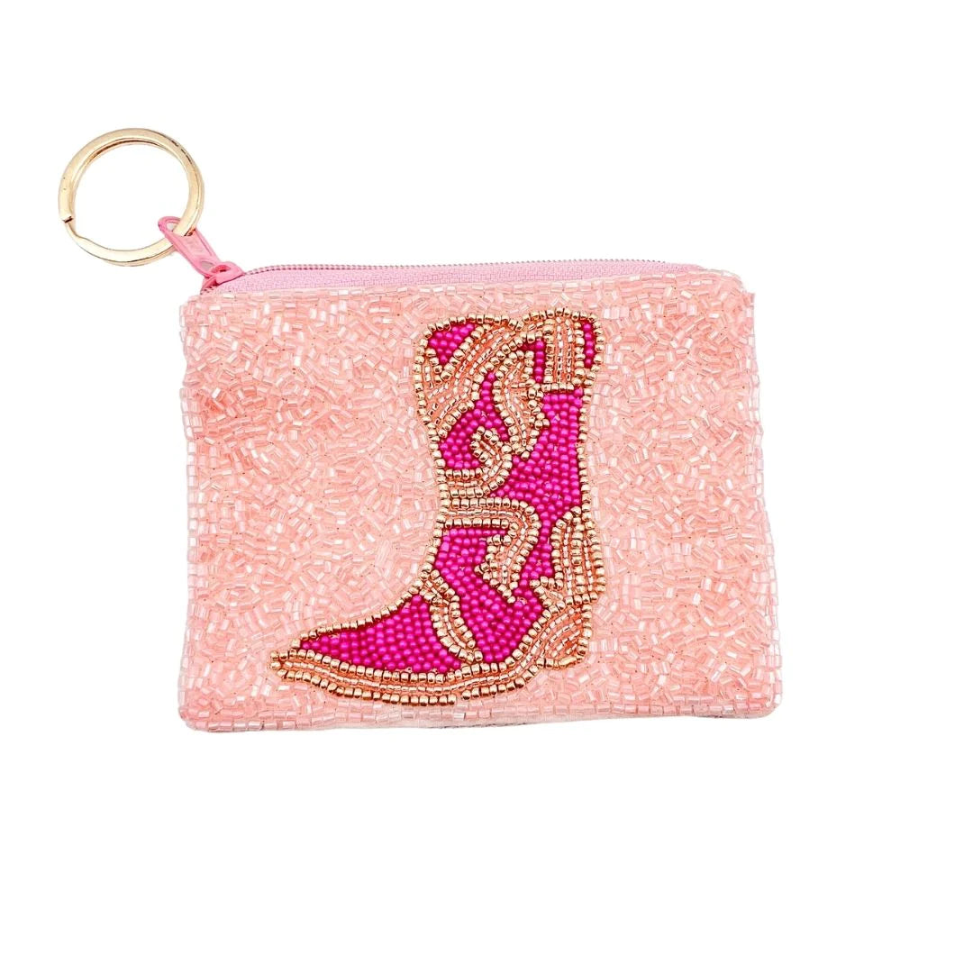 PINK BOOT KEYCHAIN POUCH TREASURE JEWELS