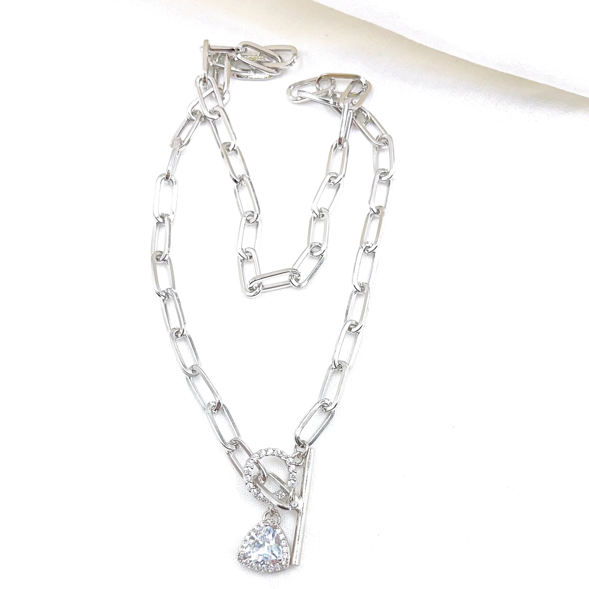 Triangle Crystal Necklace Silver TREASURE JEWELS