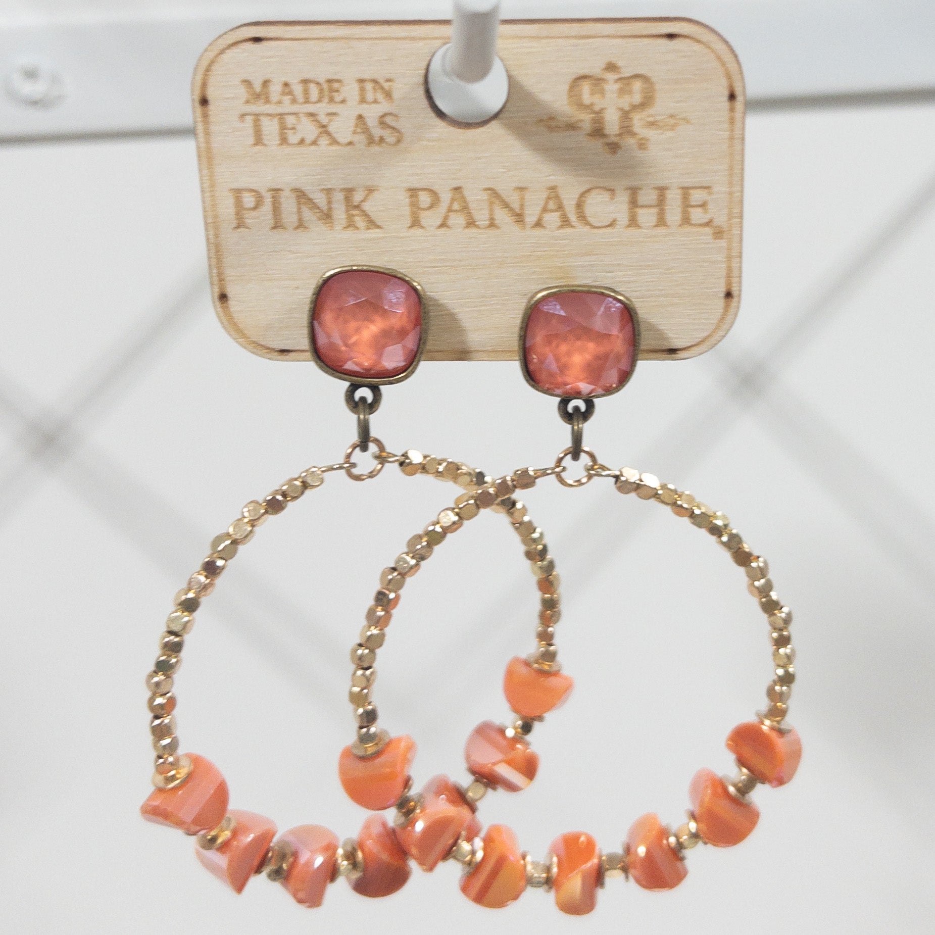 SALMON SUMMER CIRCLE DETAIL DANGLES PINK PANACHE