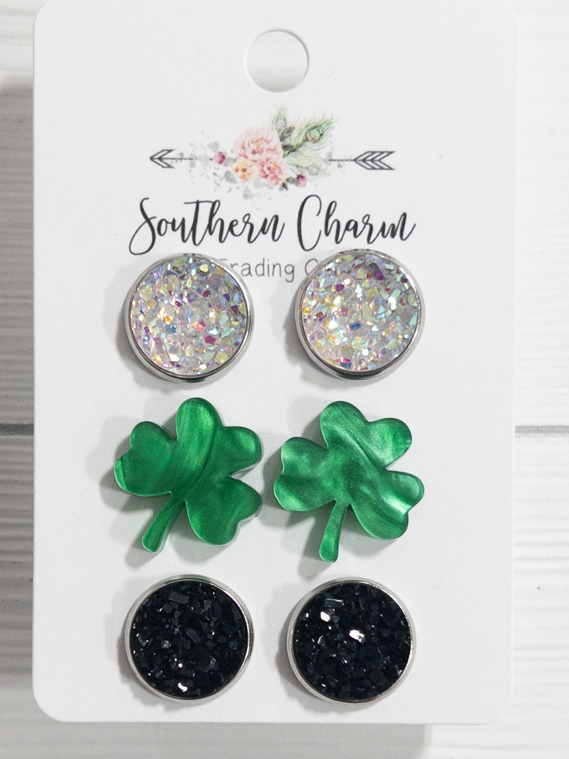 SOUTHERN CHARM ST PATRICKS CLOVER STUD PACK