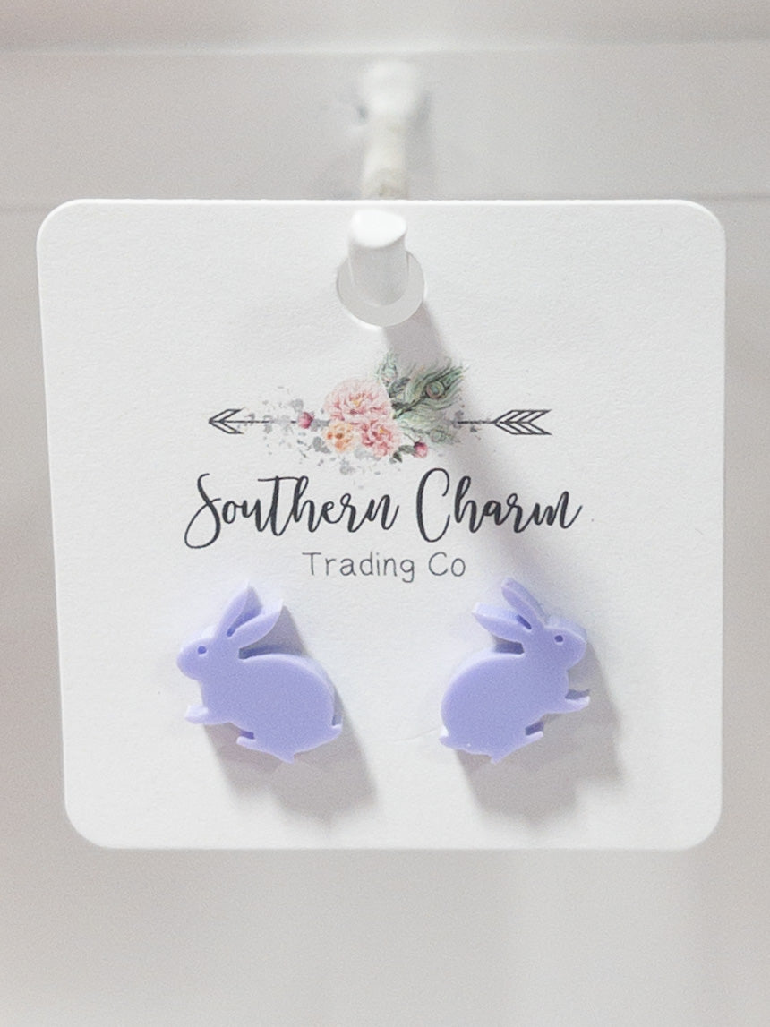 PURPLE BUNNY SOUTHERN CHARM ACRYLIC STUD