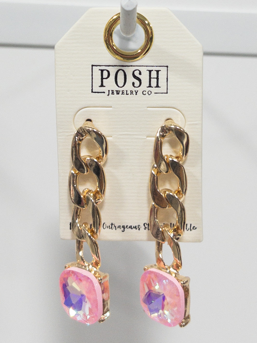 POSH CHAIN DROP WITH PINK GEM