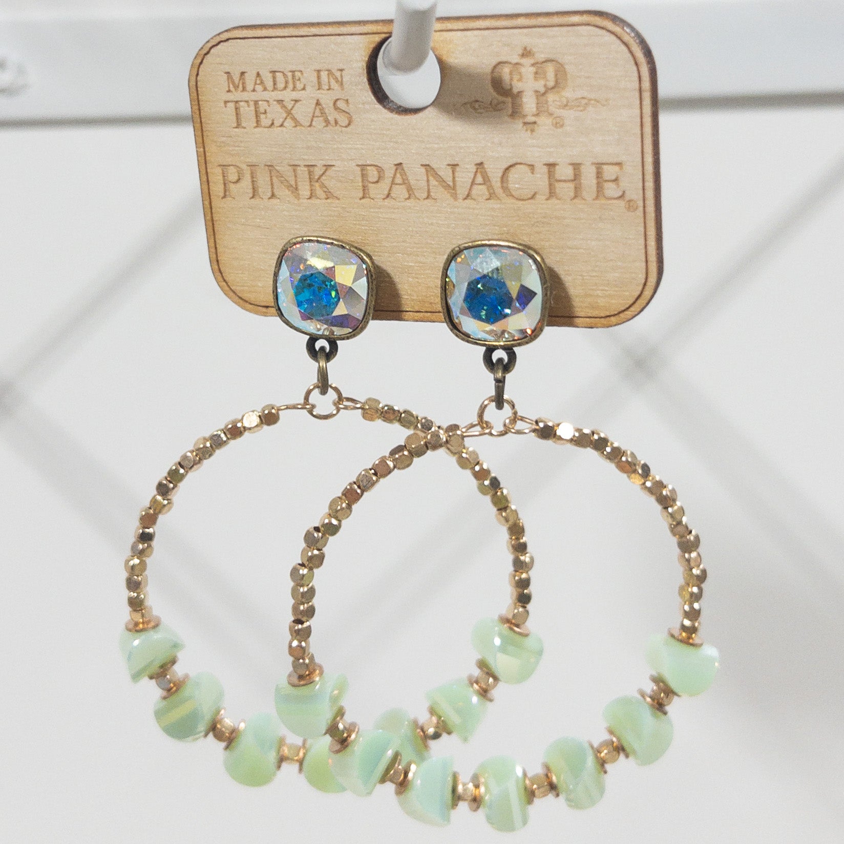 SEAGREEN CIRCLE DETAIL DANGLES PINK PANACHE