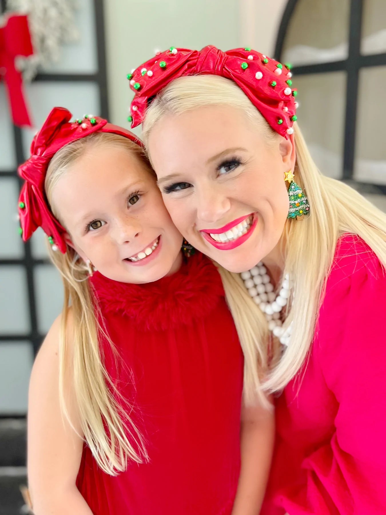 ADULT RED CHRISTMAS BOW HEADBAND WITH BEADS