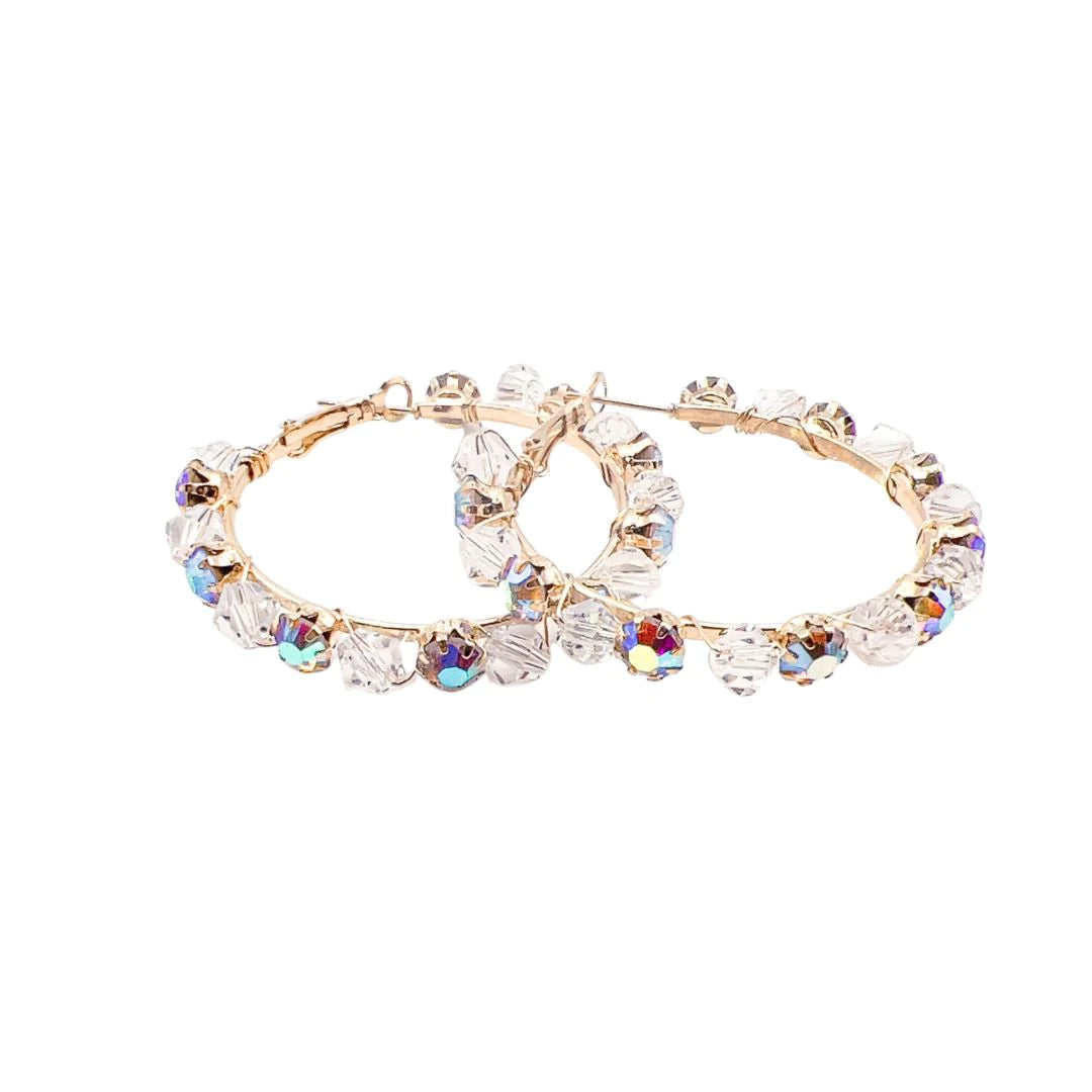 CRYSTAL IRIDESCENT HOOPS TREASURE JEWELS