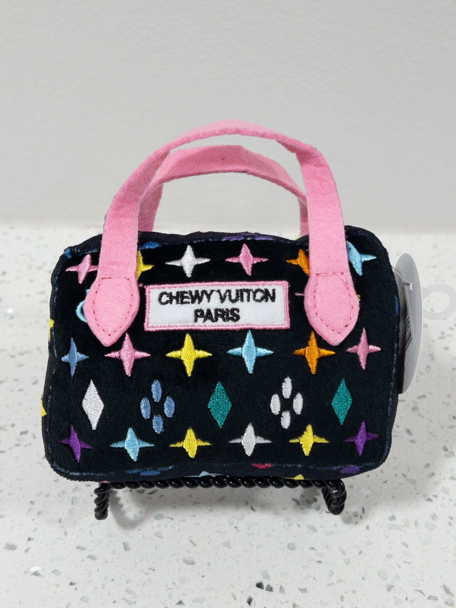 SM BLACK CHEWY VUITON BAG DOG TOY