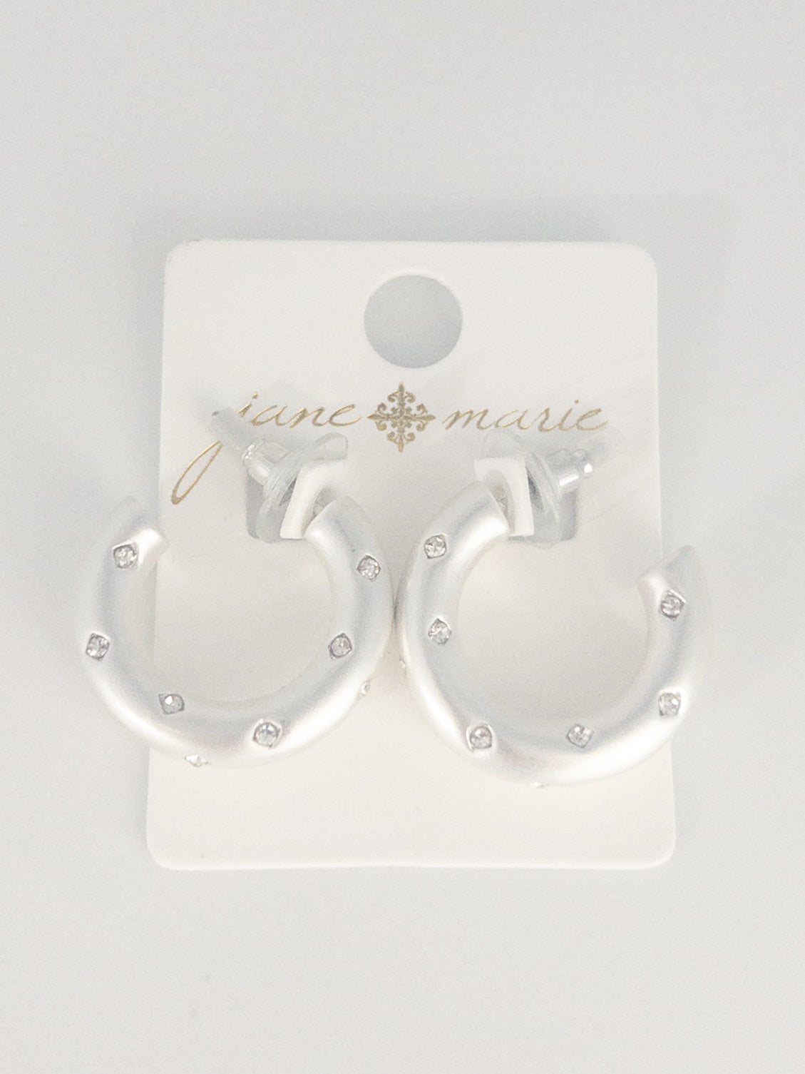 SILVER HOOPS RHINESTONES JANE MARIE