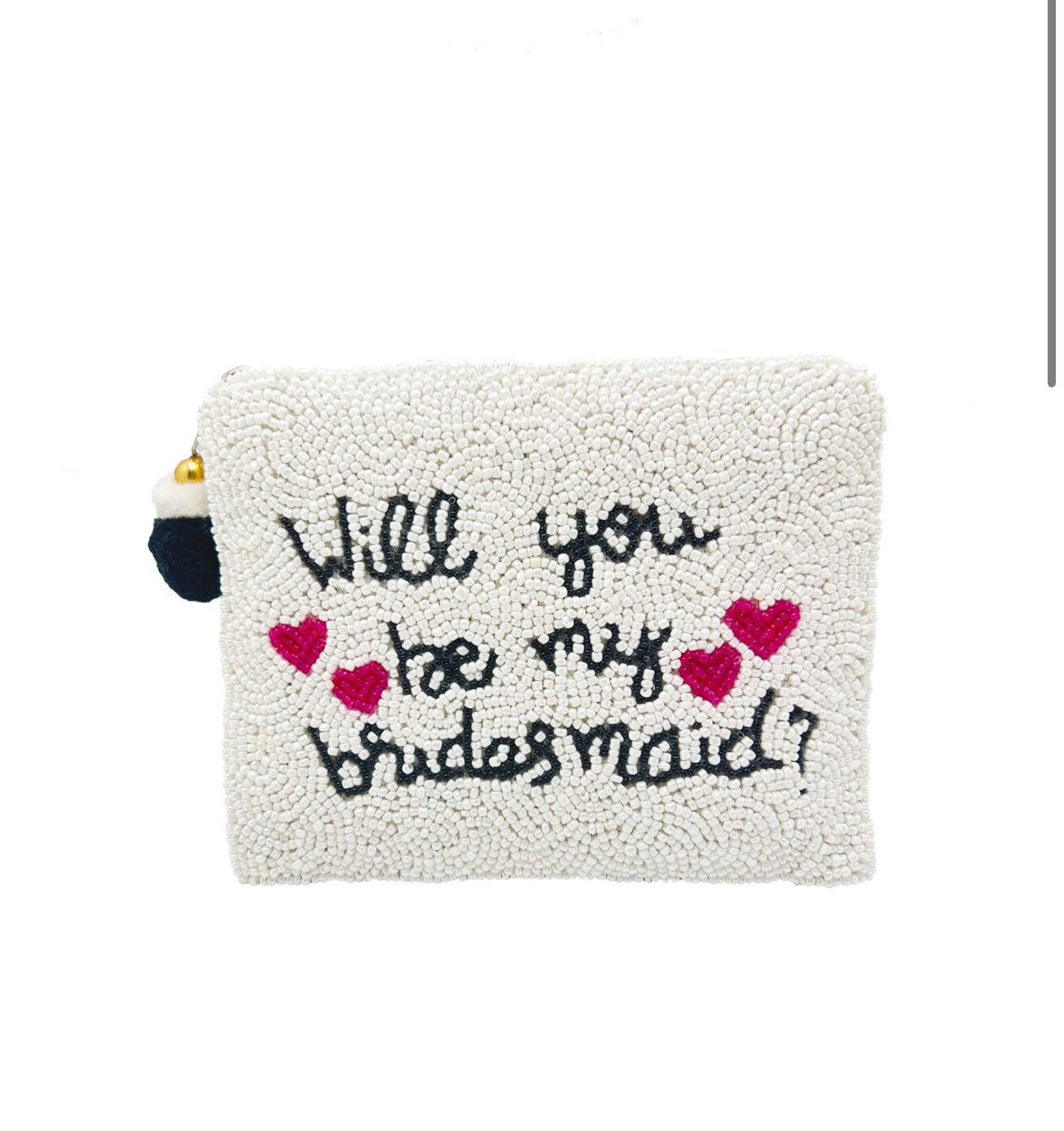 WILL YOU BE MY BRIDESMAID BEADED COIN POUCH