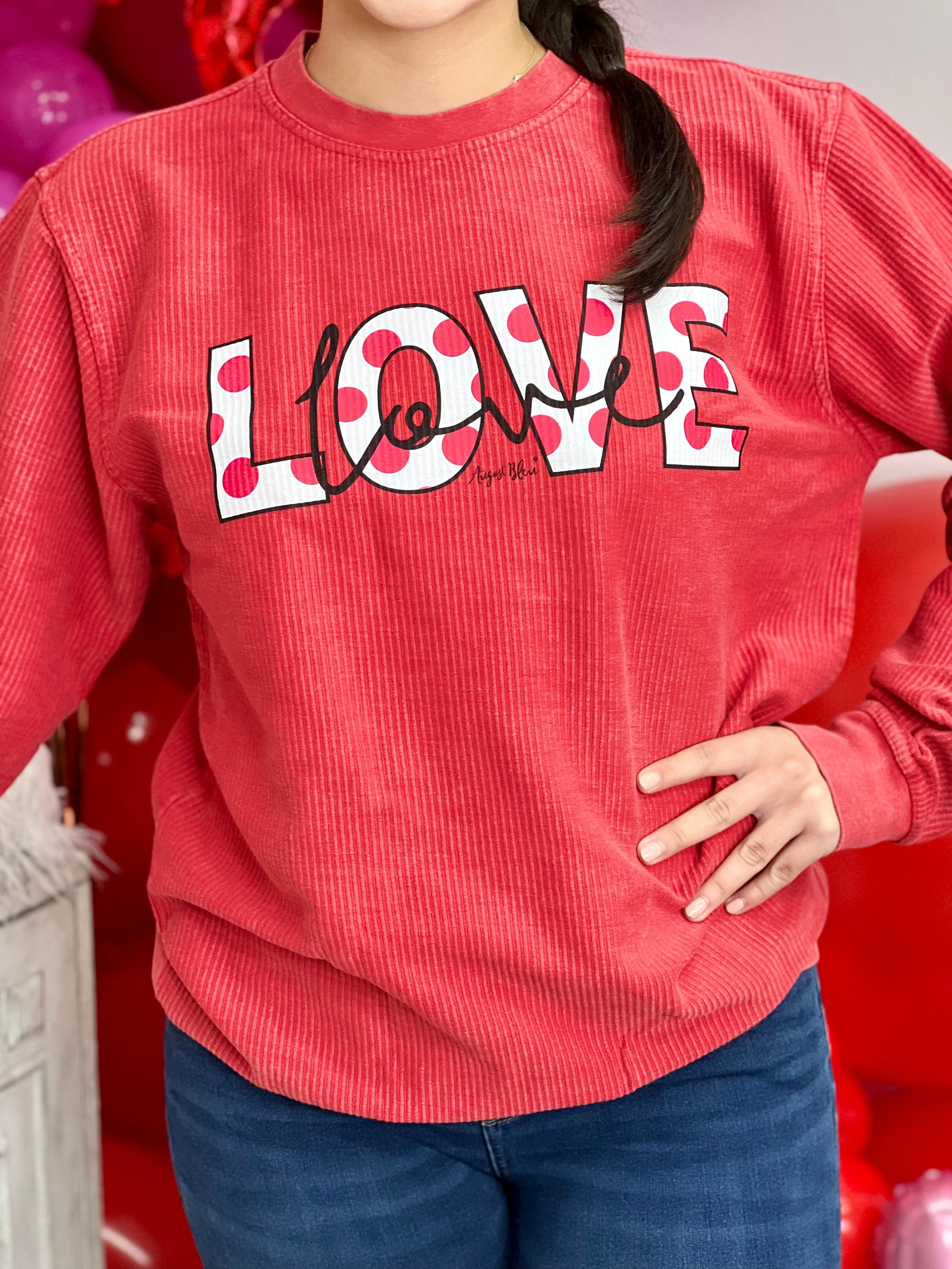 POLKA DOT LOVE RED COMFY LONG SLEEVE