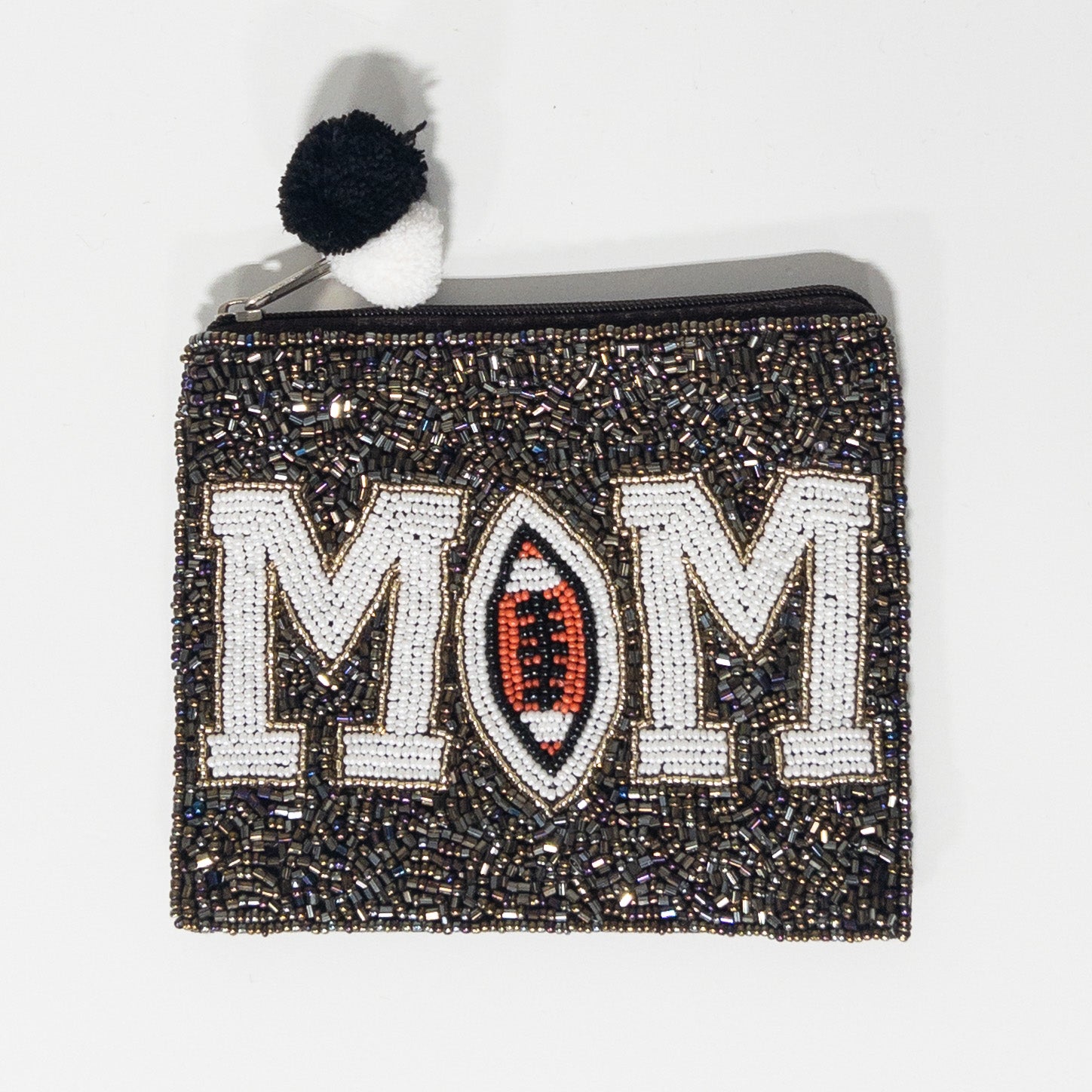 FOOTBALL MOM BEADED LA CHIC COIN BAG