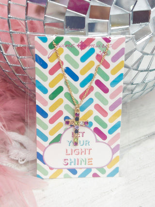 JANE MARIE KIDS MULTI GEM CROSS NECKLACE