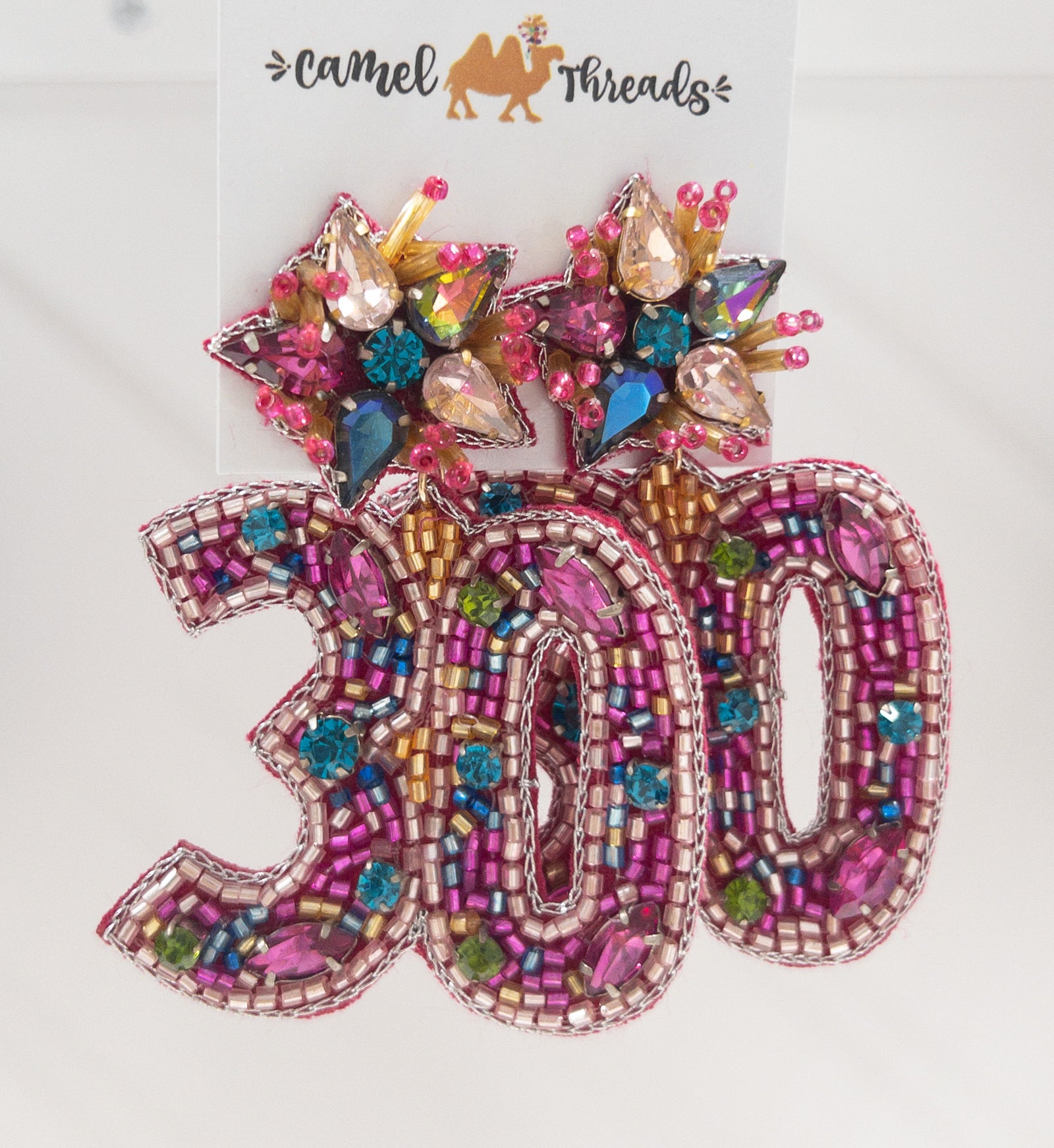 30 BDAY BEADED CAMEL THREAD EARRINGS