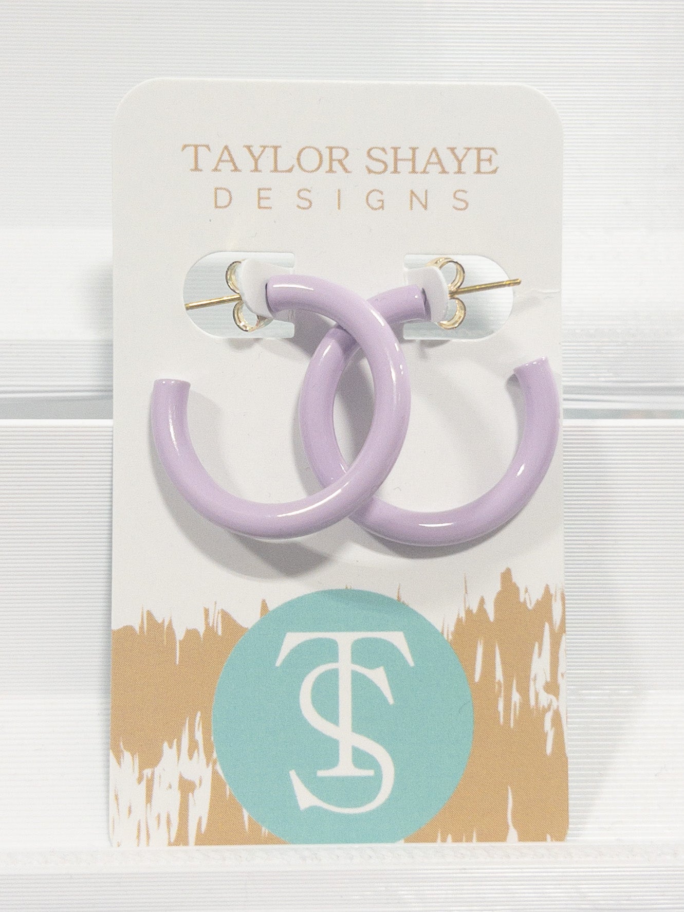 TAYLOR SHAYE ENAMEL HOOPS LAVENDER