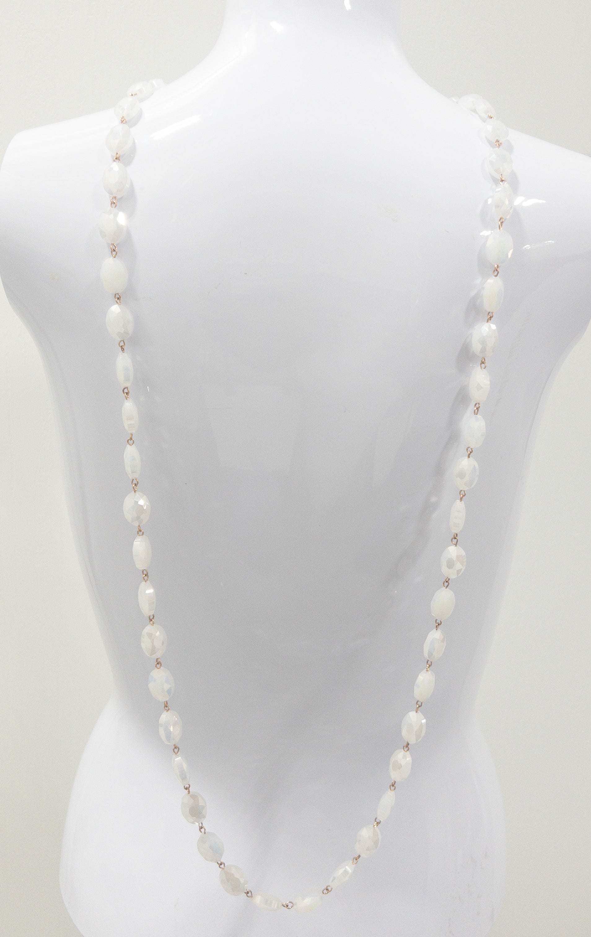 WHITE PINK PANACHE BEADED NECKLACE