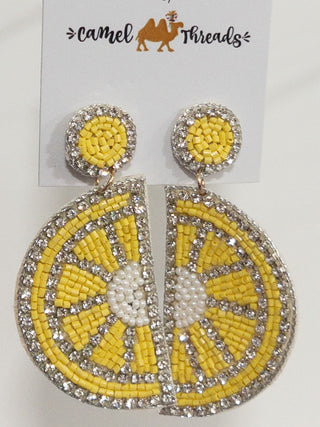 POST LEMON SLICE RHINESTONE DETAIL CAMEL THREADS