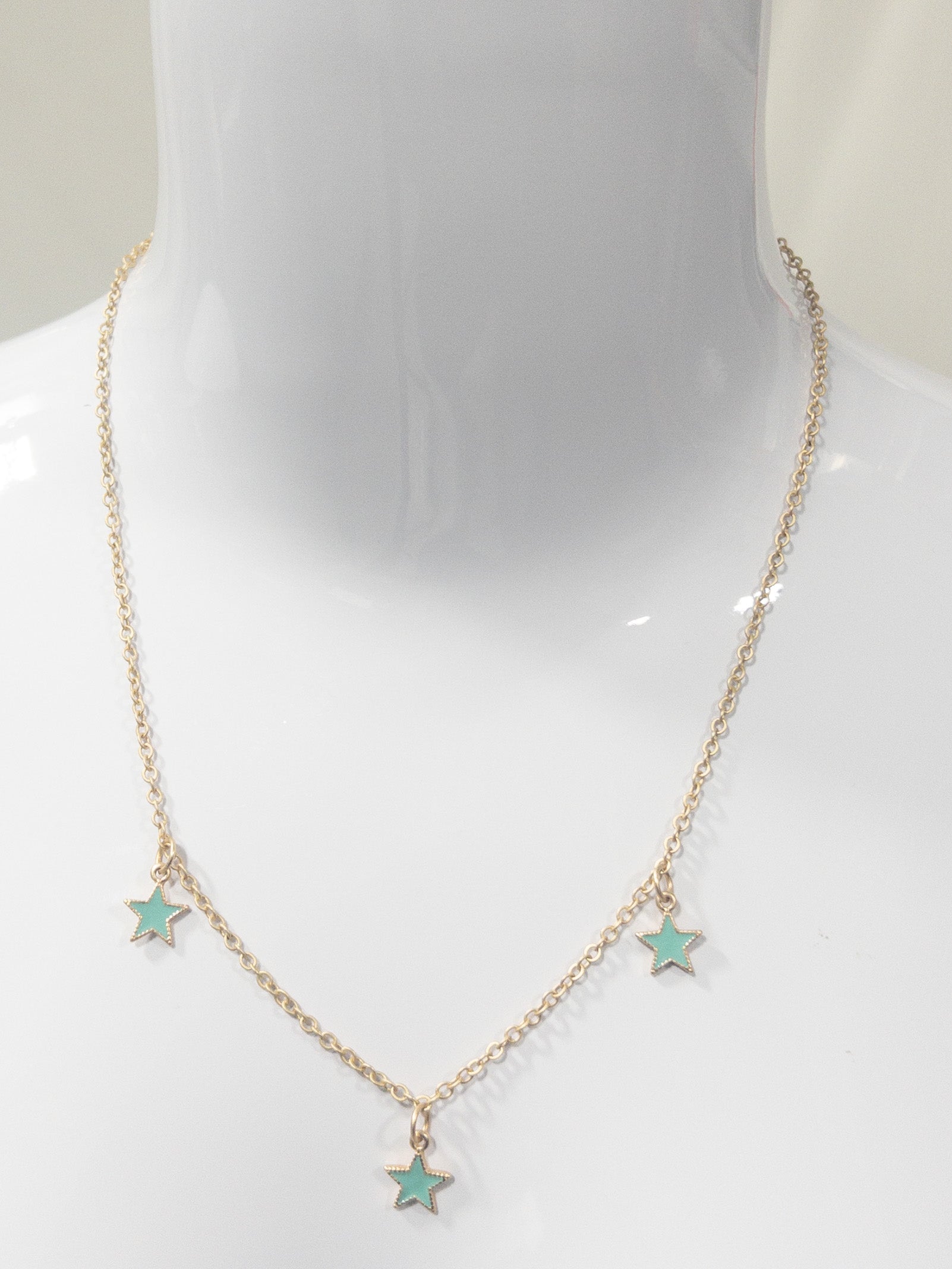 JANE MARIE TRIPLE TEAL STAR NECKLACE