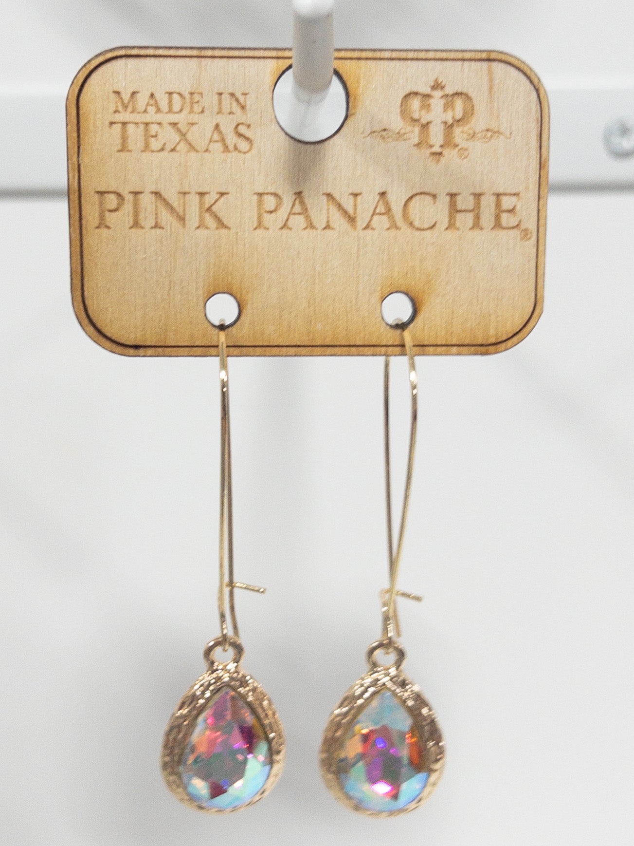 PINK PANACHE IRIDESCENT TEARDROP DANGLES